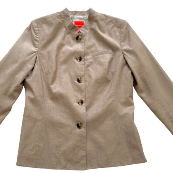 Isaac Mizrahi for Target Beige Button Front Long Sleeve Blazer Jacket Size 14 - Picture 7 of 12